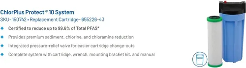 Miniatura 3 de Pentair ChlorPlus Protect 10 Filtro de agua de carbono, filtro de agua PFAS, certificado NSF para reducir PFOA/PFOS, 10 pulgadas, cartucho