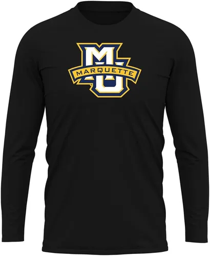 Miniatura 163 de Camisa deportiva de manga larga oficial de la NCAA Collegiate para hombre, colección negra con logotipo primario