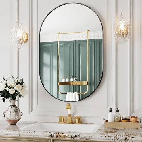 Miniatura 7 de Protylctaster Espejos ovalados, espejos ovalados de baño, espejo negro de 20 x 28 pulgadas, espejos decorativos de pared, espejos de baño para sobre