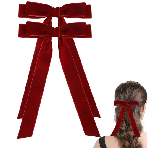 Miniatura 10 de Pinza para el pelo, lazos grandes de terciopelo para niñas de 5 pulgadas, pinzas de cocodrilo, accesorios para mujeres, niñas, niños pequeños, negro