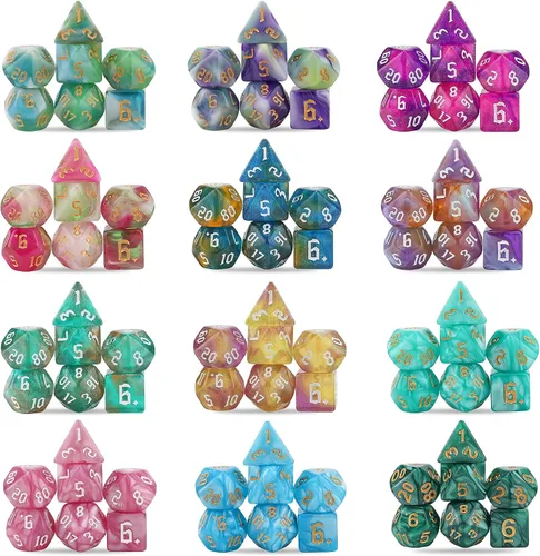 Miniatura 3 de DND - Juego de dados poliédricos de 25 x 7 (175 piezas) de dados poliédricos D&D, de tres colores, dos colores y monocromáticos para Calabozos