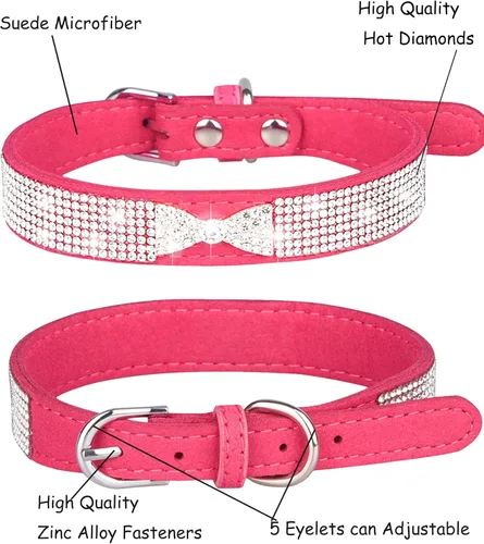 Miniatura 6 de Collar de perro brillante para perros pequeños, medianos y grandes, collares de perro con corona de diamantes de imitación para perros hembras