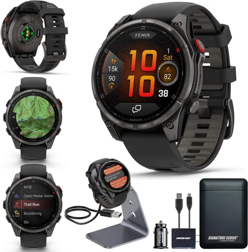 Miniatura 12 de Garmin Fenix 8 Premium - Reloj inteligente multideporte GPS para correr, 43 mm AMOLED, clasificado para buceo, linterna incorporada Titanio DLC
