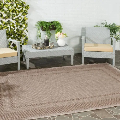 Miniatura 11 de SAFAVIEH Alfombra lavable al aire libre Courtyard Collection - 2'3" x 5', beige y negro, no desprende pelusa y fácil de limpiar, ideal para patio