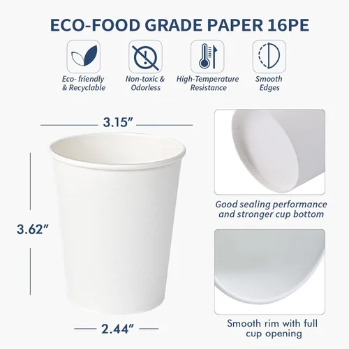Miniatura 3 de Turbo Bee Paquete de 300 tazas de papel de 8 onzas, taza de café desechable, tazas de agua de papel blanco, vasos para bebidas calientes/frías