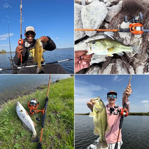 Miniatura 2 de KastKing Lethal Blaze - Combo de caña de pescar y carrete de doble punta, combo de spinning y baitcaster, diseño de patrón de llama, caña de grafito