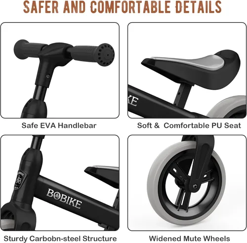 Miniatura 3 de Bobike - Bicicleta de equilibrio para niños pequeños, juguete para niños de 1 a 4 años, niñas y niños, asiento y manillar ajustables, bicicleta