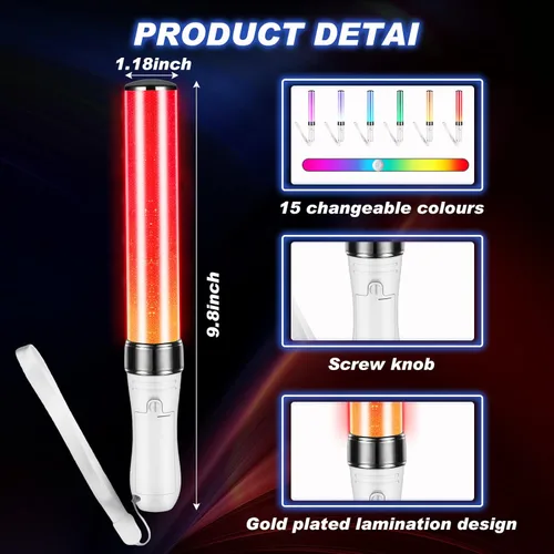 Miniatura 2 de Lewtemi 3 unidades K-pop Lightstick LED Glow Sticks 15 colores reutilizables J-pop Concierto Stick, modo manual y automático, palillos de brillo