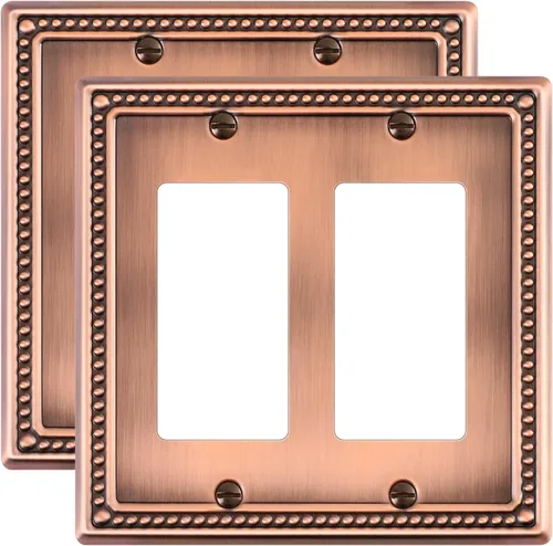 Miniatura 22 de Paquete de 4 placas de cubierta para interruptor de luz de palanca individual, cubiertas decorativas de perlas, placa de pared de metal almendra