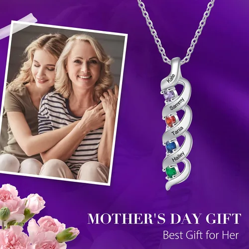 Miniatura 2 de Gemszoo Personalized Twisted Name Necklace with Simulated Birthstones Mother Daughter Pendant Gifts for Women Mom Grandma