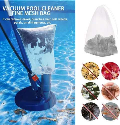 Miniatura 7 de Paquete de 6 bolsas de filtro de malla fina de 24 x 16 pulgadas para aspiradores de hojas, bolsa de repuesto de red para aspiradora de piscina