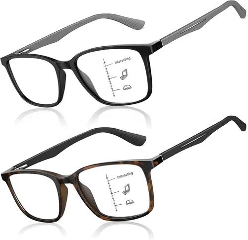 Miniatura 10 de SKYOAK Paquete de 2 lentes de lectura duraderos progresivos multienfoque para hombre, bloqueo de luz azul, lector de computadora Progresivo