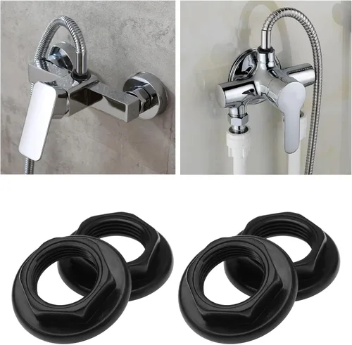 Miniatura 3 de SING F LTD 4 tuercas traseras para fregadero de 3/4 pulgadas, accesorios de plástico BSP para grifos de lavabo, mezcladores, cara redonda, brida