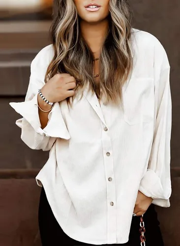 Miniatura 2 de Astylish - Camisas de pana para mujer, blusa informal de manga larga con botones