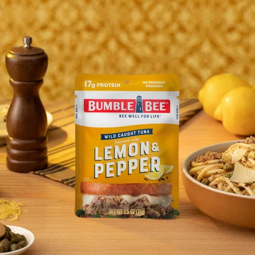 Miniatura 7 de Bumble Bee Atún sazonado con limón y pimienta, bolsas de 2.5 onzas (paquete de 12), listo para comer, bolsa de atún capturado en la naturaleza, 0.60