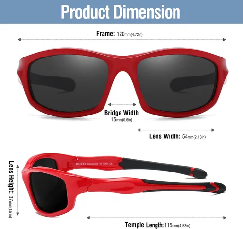 Miniatura 3 de DUCO K006 - Gafas de sol polarizadas deportivas para niños y niñas, gafas de sol de béisbol para niños, protección UV de 6 a 10 años