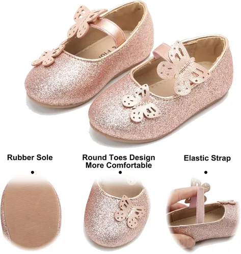 Miniatura 4 de Felix & Flora Zapatos de ballet para niñas pequeñas Zapatos planos Mary Jane para niñas de flores, zapatos de vestir para fiestas y bodas