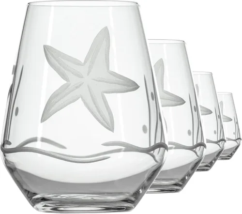 Miniatura 16 de Rolf Glass Starfish - Copas de vino multiusos de 18 onzas, juego de 4 copas de vino grandes, sin plomo, copas de vino grandes grabadas, fabricadas
