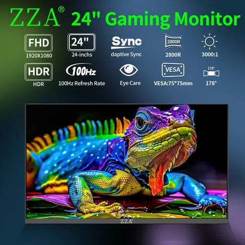 Miniatura 6 de ZZA - Monitor de 24 pulgadas 100HZ, 1080p, monitor de juegos curvo 2800R, VA 120% sRGB, FreeSync, sin marco en tres lados, filtro de luz azul