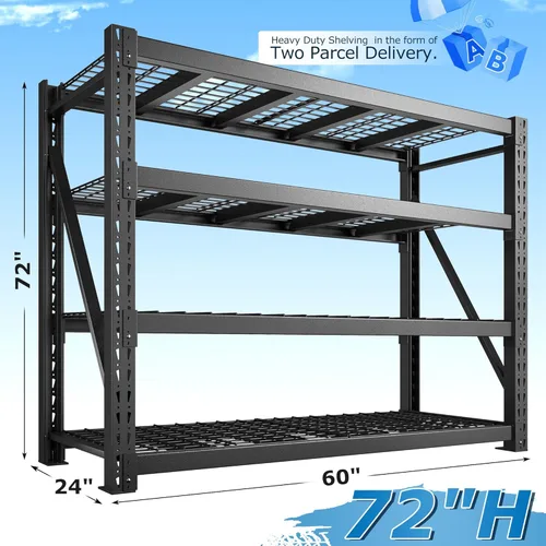 Miniatura 3 de Bepatio Estantería de garaje resistente de 11000 libras, estantes de almacenamiento ajustables de 4 niveles, estantería de metal, estante industrial