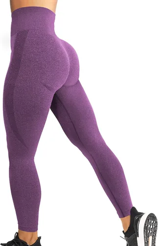 YEOREO Leggings de entrenamiento sin costuras para mujer, pantalones de yoga con contorno de sonrisa de cintura alta