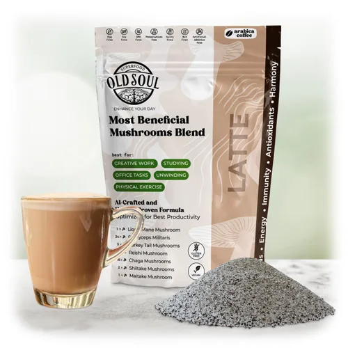 Miniatura 12 de OldSoul Superfood - Mezcla de café negro de hongos Café arábica Aproximadamente 70 dosis Energía, enfoque, inmunidad (14 onzas (paquete de 1)