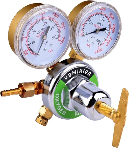 Miniatura 2 de Regulador de oxígeno resistente, medidor de tanque grande, salida de regulador de antorcha de corte 0-200PSI entrada 0-4000PSI CGA 540
