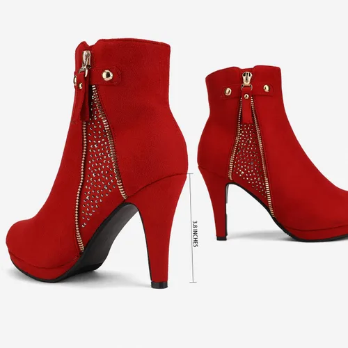 Miniatura 4 de Dream pairs - Botines altos de tacón grueso para mujer