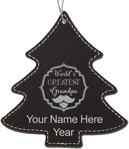 Miniatura 6 de LaserGram Personalized Christmas Ornament, World's Greatest Grandpa, Faux Leather, Custom Laser Engraved Gift Idea (Tree Shape, Pink)