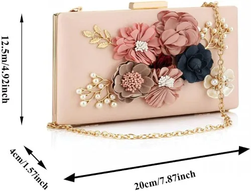Miniatura 2 de Bolsos y bolsos de cuero sintético para mujer con cuentas florales elegante para banquete boda noche bolso cruzado