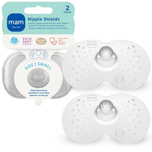 Miniatura 7 de MAM Protectores de Pezón para Lactancia con Estuche de Almacenamiento Esterilizable, Protectores de Pezón para Lactar Recién Nacido, Tamaño 2