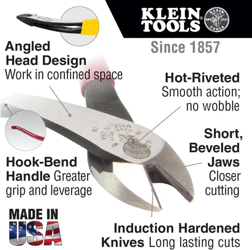 Miniatura 2 de Klein Tools Alicates D248-9STT, fabricados en Estados Unidos, alicates de corte diagonal de Ironworker con diseño de alto apalancamiento y anillo