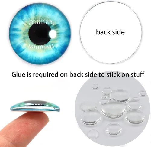 Miniatura 2 de Ojos de cabujón de cristal de ojos de dragón de 0.984 in, 50 unidades, para hacer muñecas de arcilla, esculturas, accesorios para manualidades
