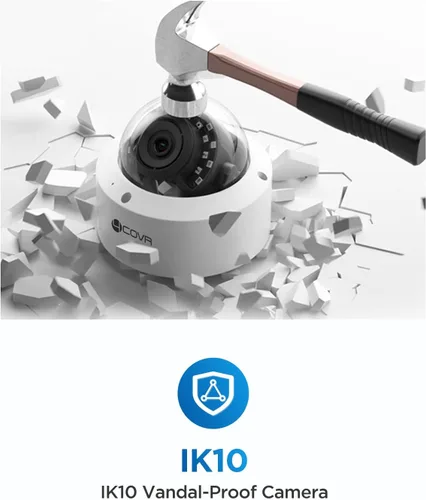 Miniatura 8 de Sistema de cámara de seguridad 4COVR PoE, 8X 5MP IK10 Cúpula IP67 a prueba de vandalismo con audio, NVR de 8 canales 4K con HDD de 2TB, detección AI