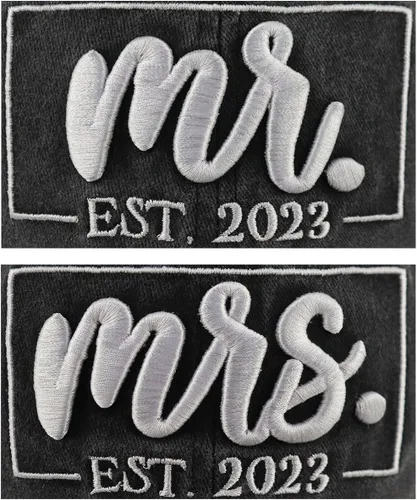 Miniatura 4 de 2PCS Mr and Mrs Est 2023 2024 Hats for Men Women, Funny Adjustable Embroidered Cotton Birthday Baseball Cap