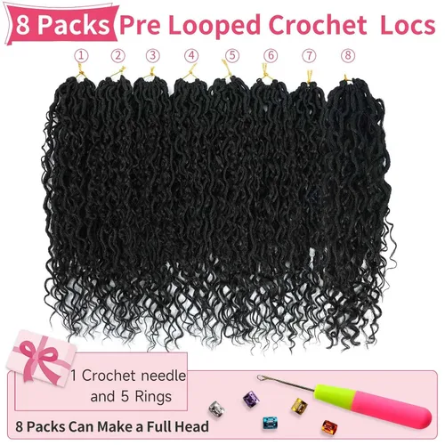 Miniatura 24 de Alicoco Goddess Locs Cabello de Ganchillo 12 Pulgadas 8 Paquetes Rastas Sintéticas de Ganchillo Para Mujeres Rastas Suaves Boho Pre-enrolladas River