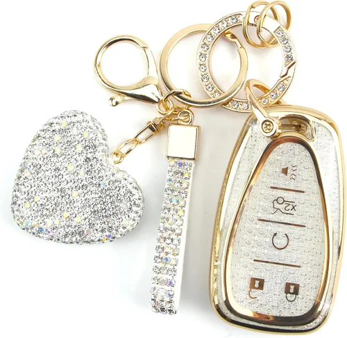 Miniatura 11 de Funda para Llavero con Llavero de Diamante para Mujeres Portallaves de Coche Compatible con Chevrolet Equinox Malibu Cruze Traverse Camaro Trax