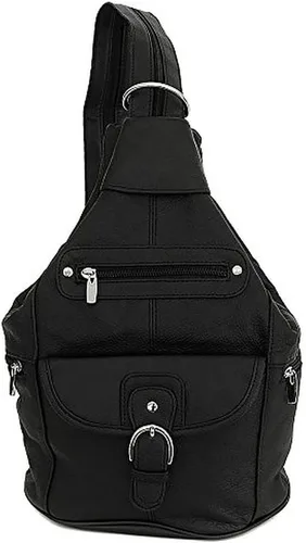 Miniatura 3 de Mochila convertible de cuero para mujer, 7 bolsillos, tamaño mediano, bolsa de hombro