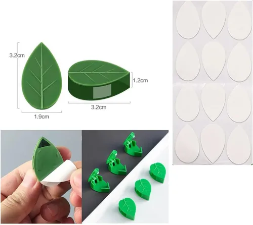 Miniatura 3 de 60 clips autoadhesivos de pared para trepar plantas, fijador de plantas invisibles en forma de hojas, clips de fijación de gancho para plantas