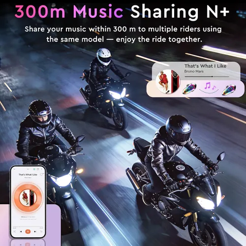 Miniatura 3 de VCOROS Auriculares para casco de motocicleta con luces RGB, intercomunicador de casco de 2 vías para 2 conductores, intercambio de música (N+), chip