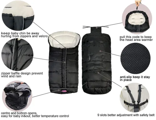 Miniatura 3 de Go - Saco de dormir repelente al agua para cochecito de bebé de 3 estaciones, cómodo saco de dormir para bebé, para invierno, al aire libre