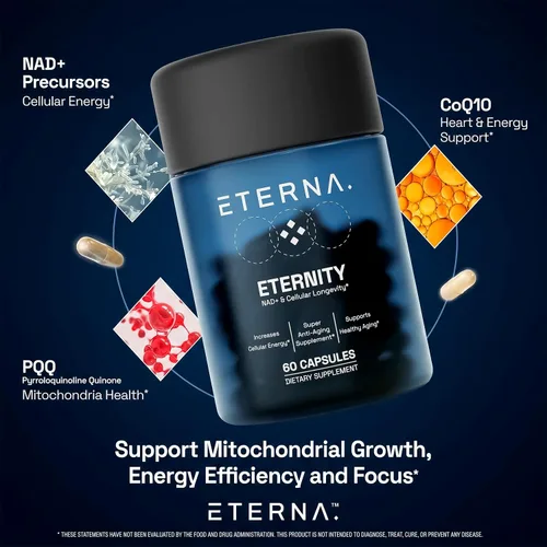 Miniatura 8 de Eternity NAD+ - Suplemento de resveratrol para hombres y mujeres, 1050 mg con 15 ingredientes avanzados para apoyo inmunológico, energía