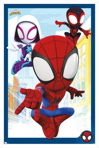 Miniatura 13 de Marvel Spidey and His Amazing Friends - Póster de pared grupal, 22.4 pulgadas de largo x 14.7 pulgadas de ancho, versión enmarcada de madera