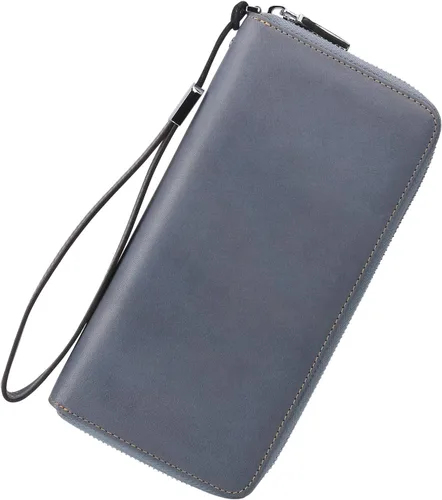 Miniatura 64 de Lavemi Pequeña cartera compacta para mujer, con bloqueo RFID, de piel auténtica, plegable, con ventanas de identificación