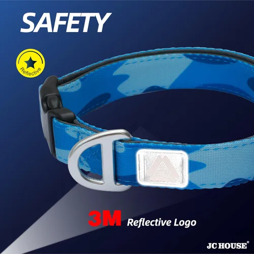 Miniatura 4 de Collar de perro acolchado suave, cuello de 16 a 25 pulgadas, collar ajustable resistente con logotipo reflectante 3M para perros medianos y grandes