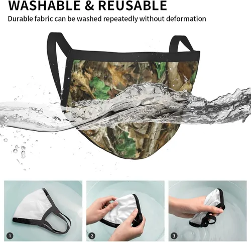 Miniatura 5 de Paquete de 3 máscaras de caza de camuflaje de ciervos y camuflaje, bandana ajustable resistente al viento, cubierta de boca reutilizable, bufanda