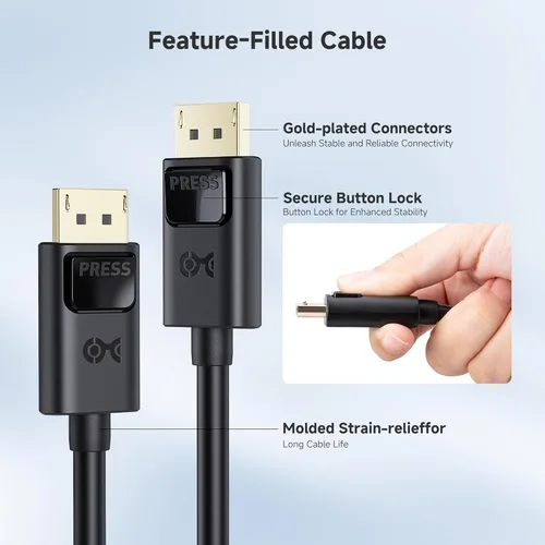 Miniatura 6 de Cable Matters [Certificado VESA] Cable DisplayPort 1.4 de 32.4 Gbps – 6 pies, compatible con 8K 60Hz, cable DisplayPort 4K 240Hz 1.4 con FreeSync