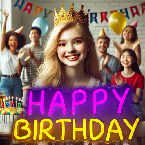 Miniatura 6 de Letrero de neón de feliz cumpleaños, tablero de luz brillante de feliz cumpleaños, tablero de luz de neón de feliz cumpleaños, adecuado para todas