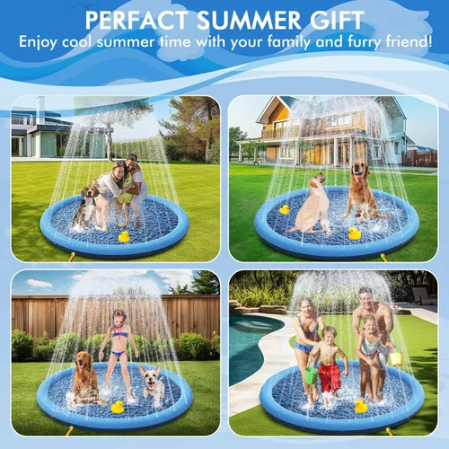 Miniatura 7 de YAUNGEL Alfombra de agua antideslizante grande de 97 pulgadas para niños pequeños, diversión al aire libre en el patio trasero, para perros