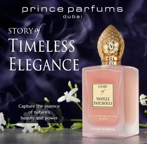 Miniatura 6 de Prince Parfums Dubai - Story of Vanille Pachuli para mujer - 3.4 onzas - Extrait de Parfum - Atractiva fusión floral de vainilla, pachulí y haba
